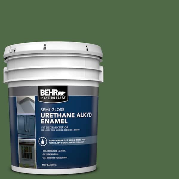 BEHR PREMIUM 5 gal. #M400-7 Garden Cucumber Urethane Alkyd Semi-Gloss Enamel Interior/Exterior Paint