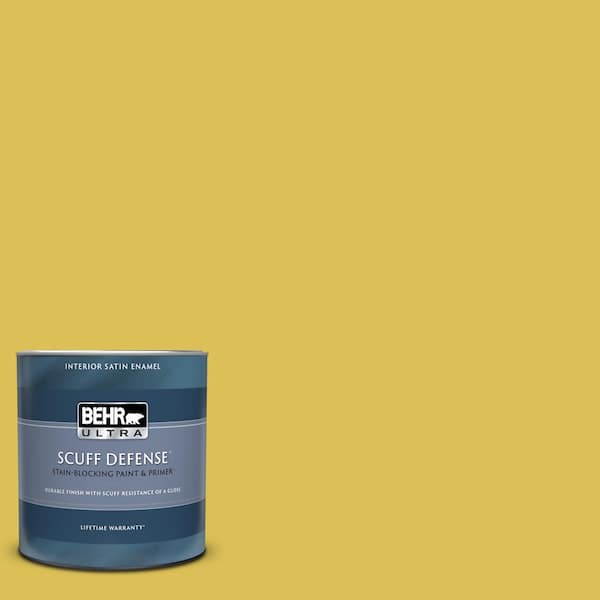 BEHR ULTRA 1 qt. #P320-6 Sulfur Yellow Extra Durable Satin Enamel Interior Paint & Primer