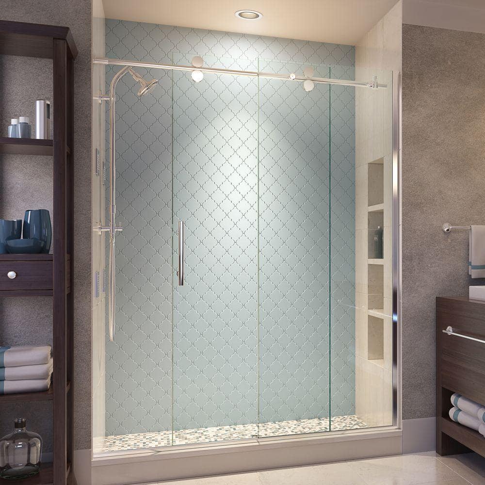Vinesse Lux 59" x 76" Clear Glass Chrome Sliding Shower Door