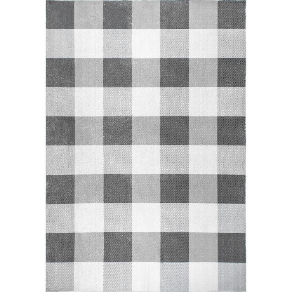 nuLOOM Lucy Machine Washable Farmhouse Buffalo Plaid Gray 9 ft. x 12 ft ...