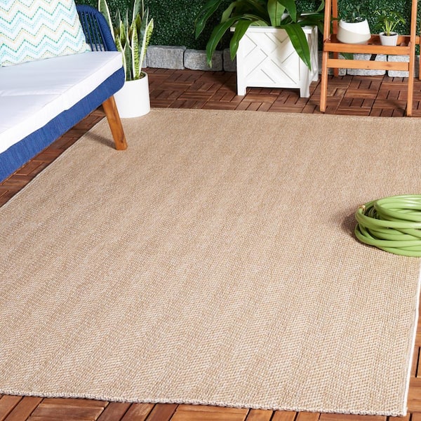 Sisal All-Weather Natural 7 ft. x 7 ft. Chevron Striped Indoor/Outdoor Square Area Rug