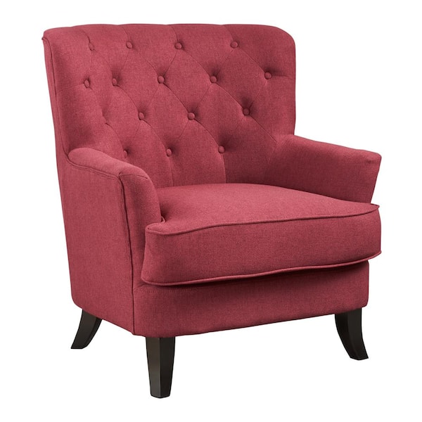 Noble House Anikki Deep Red Tufted Club Chair