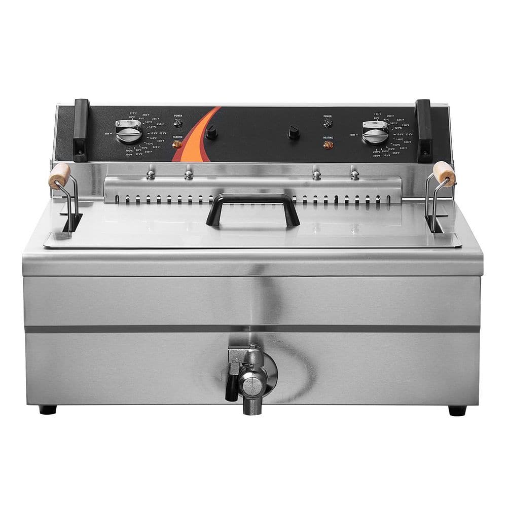 Commercial Deep Fryer, Capacity 30.6 Qt. Silver Deep Fryer with Basket, 3000 W Electric Turkey Fryer for Kitchen Use