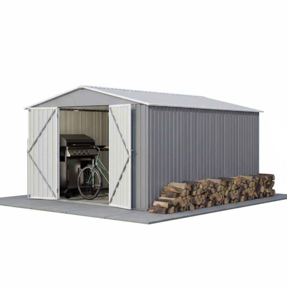 10x12ft Galvanized Metal Outdoor Storage Shed with Double Doors price history on PriceWatchPro