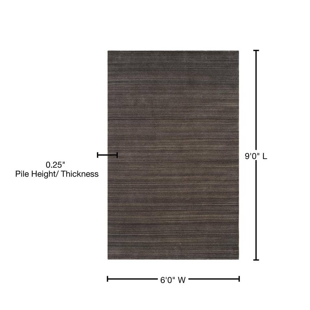 Charcoal Hand-Knotted Wool 6' x 9' Area Rug