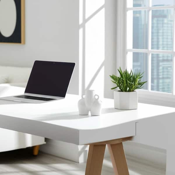 6 in. White Stoneware Urn Half Body Decorative Vase