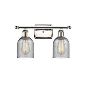 Caledonia 16 in. 2-Light Polished Nickel Vanity Light with Charcoal Glass Shade