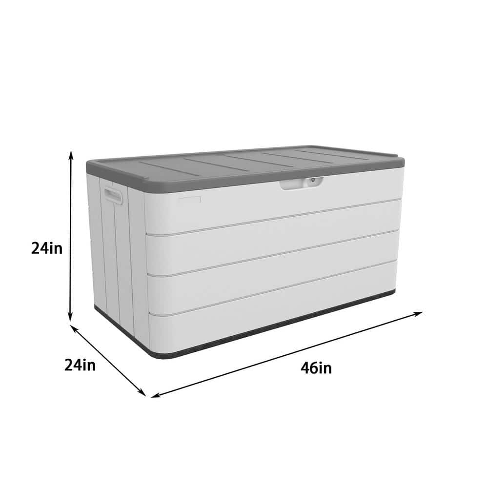 46'' White and Gray Lockable HDPE Outdoor Storage Cabinet