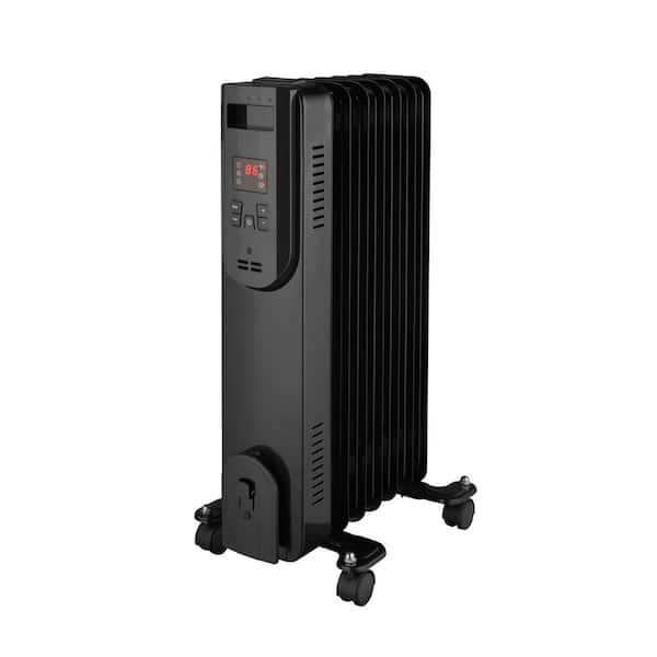 1500-Watt Black Indoor Electric Oil-Filled Radiator Convection Radiant Space Heater with Remote Control for Living Space