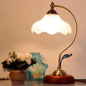1-Light Brass Dome Metal Table Lamp Retro Traditional Vintage Decorative Lamp Pastoral Desk Lamp for Livingroom Bedroom