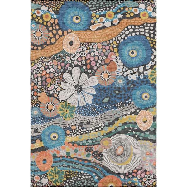 Mayfield Premium Machine Washable Abstract AMF2498 Granite 9 ft. x 12 ft. Area Rug