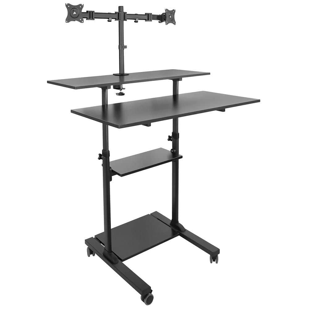 39.5 in. Black Metal Adjustable Rolling Standing Desk