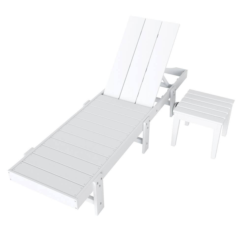White Eco-Friendly Reclining Chaise Lounge with Side Table