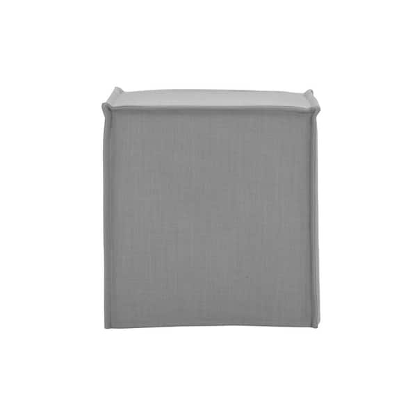 Rustic Manor Edmund Light Grey Ottoman Upholstered Linen