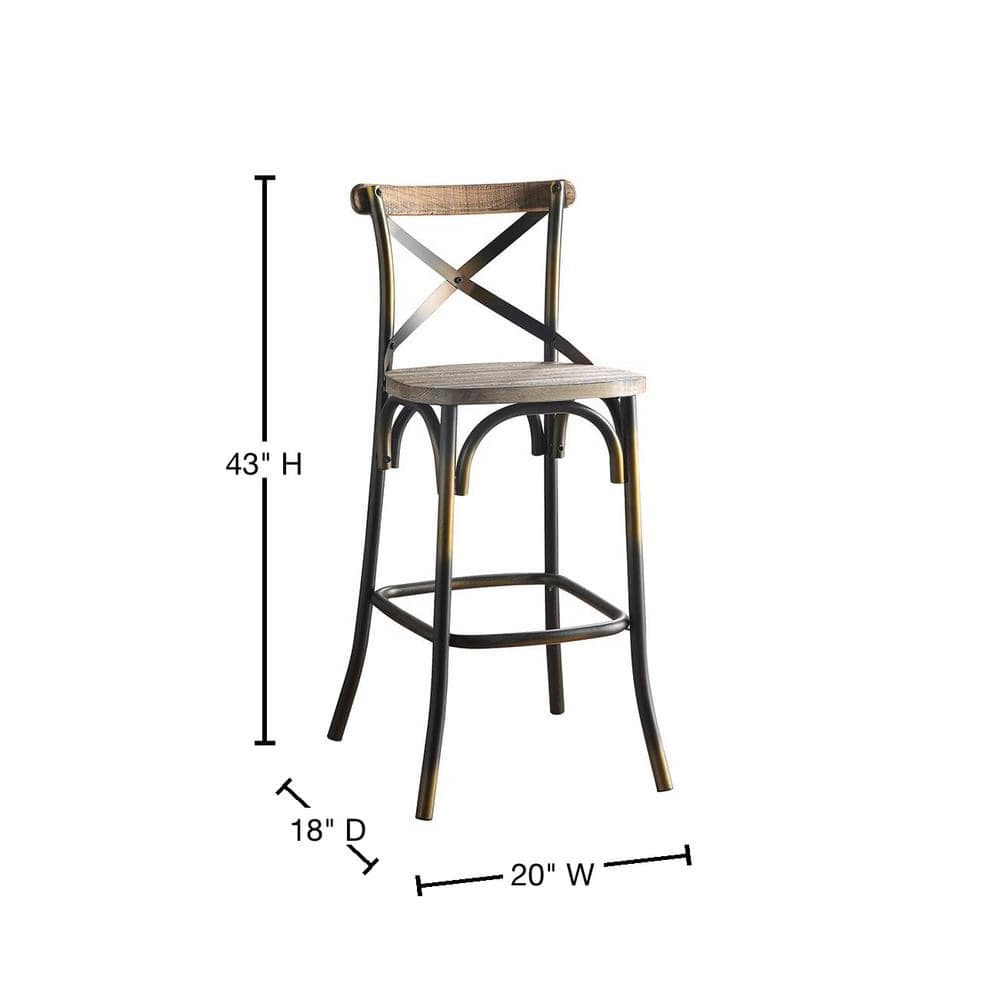 Antique Copper and Oak X-Back Bar Chair