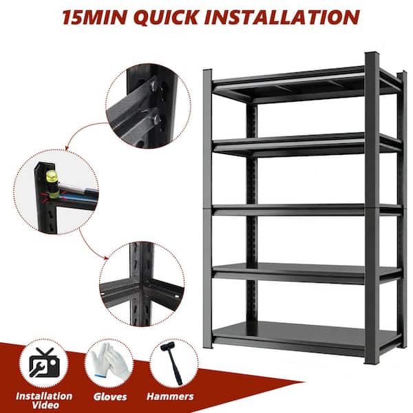 39.37 in. W x 71.2 in. H Shed Shelving 5-Tier Adjustable Storage