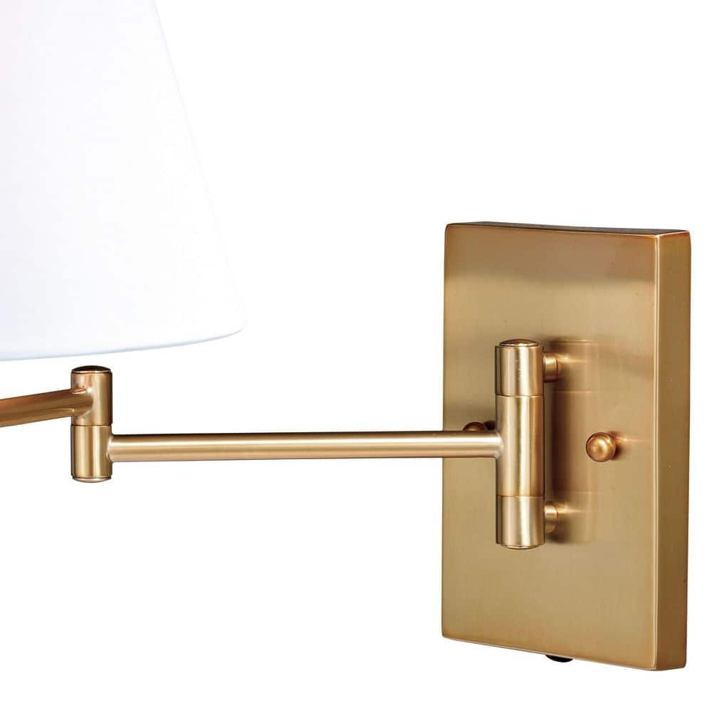 Chapeau Traditional Swing Arm Wall Light in Natural Brass