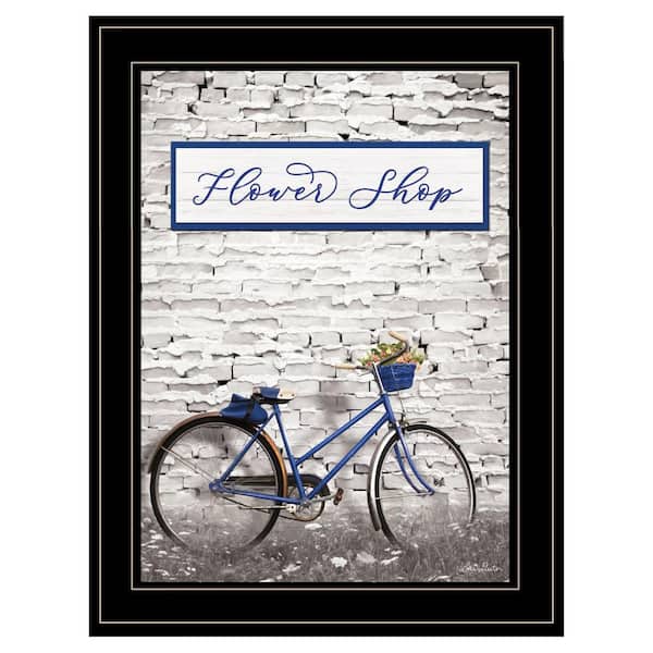 HomeRoots Charlie Flower Shop Bicycle 1-Piece Framed Wall Art 19 in. x 15 in.