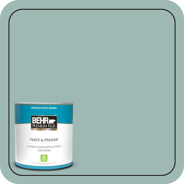 BEHR PREMIUM PLUS 1 qt. #PPU12-08 Opal Silk Satin Enamel Low Odor Interior Paint & Primer