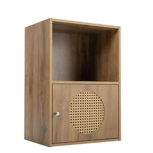 Rustic Brown Cabinet Sideboard with 1 Rattan Door and Storage Shelf