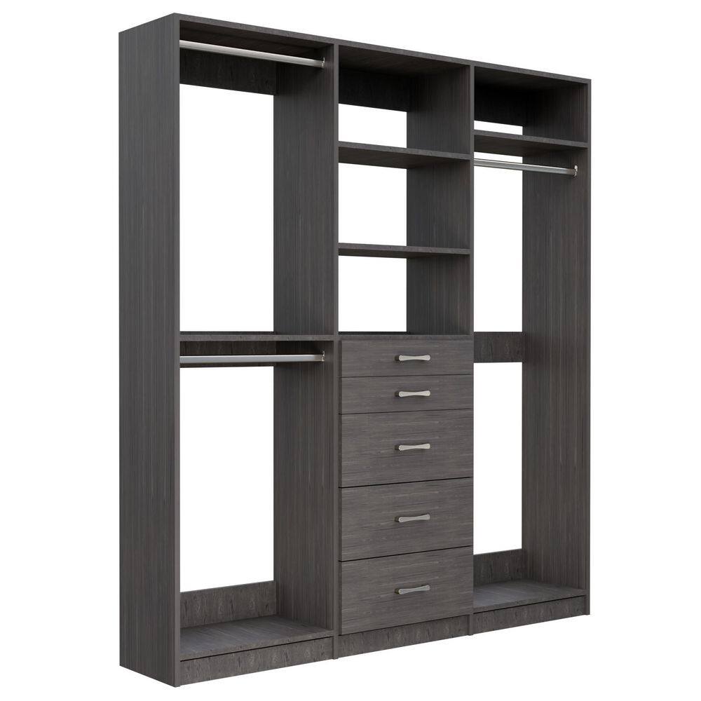 Alto Collection 100.5 in W Grey Wall Mounted Double Hang, 5-Drawer and Tall Hang Wood Closet System price history on PriceWatchPro