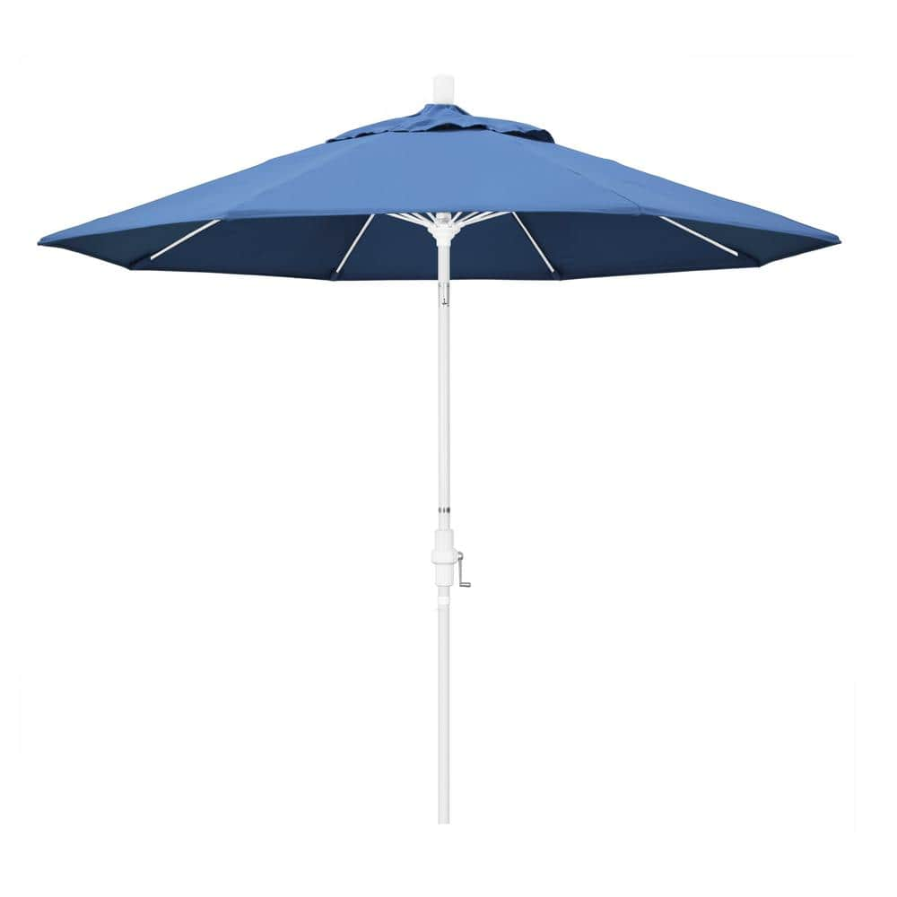 California Umbrella 9 ft. Fiberglass Market Collar Tilt M White Patio ...