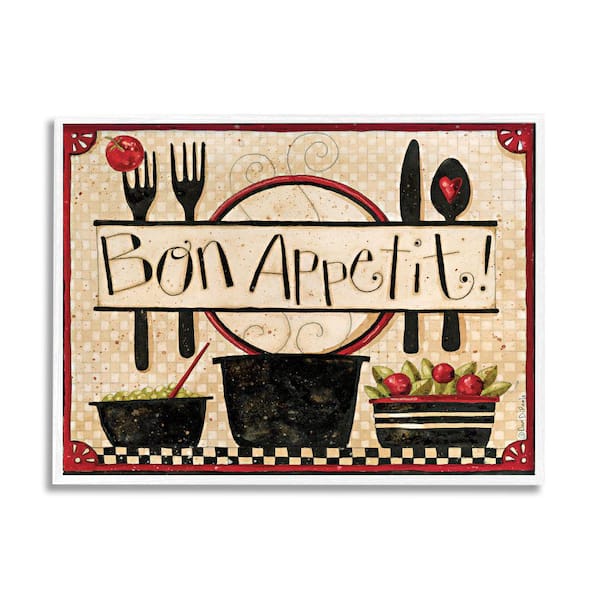 Stupell Industries "Bon Appetit Phrase Vintage Kitchen Cooking Charm" by Dan DiPaolo Framed Drink Wall Art Print 16 in. x 20 in.