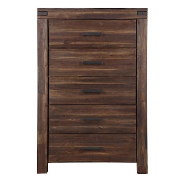 Modus Furniture Meadow 5-Drawer Brick Brown Chest of Drawers 56 in. H x 38 in. W x 19 in. D