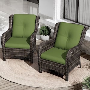 Gardenbee Ergonomic Arm 2-Piece Patio Wicker Outdoor Lounge Chair