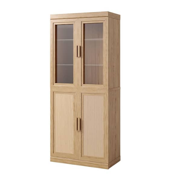 Natural Wood 31 in. W x 72 in. H Classic Kitchen Pantry Cabinet with Doors and Adjustable Shelves