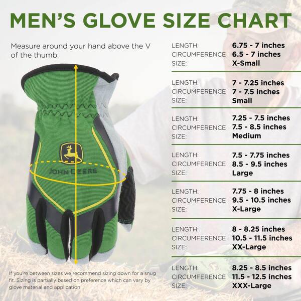 John Deere Grain Cowhide X-Large Spandex Back Gloves with