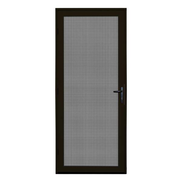 Unique Home Designs 32 in. x 80 in. Bronze Recessed Mount Ultimate Security Screen Door with Meshtec Screen
