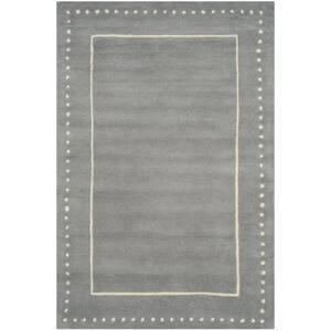 Bella Silver/Ivory Doormat 2 ft. x 3 ft. Dotted Border Area Rug