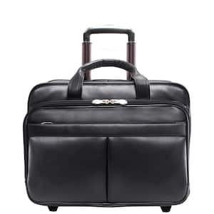 Bowery 15 in. Black Top Grain Cowhide Leather Wheeled Laptop Briefcase