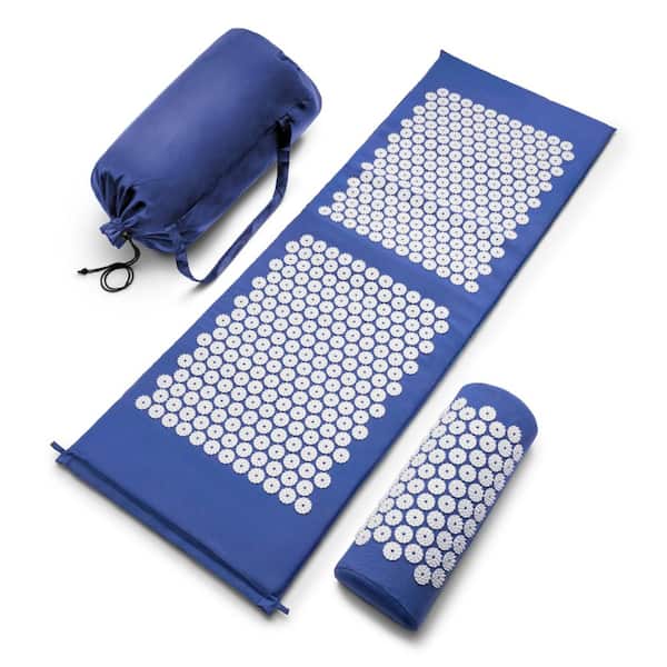 Sorbus Large Acupressure Mat and Pillow Set - Includes Carry Bag - 51" Long - Blue