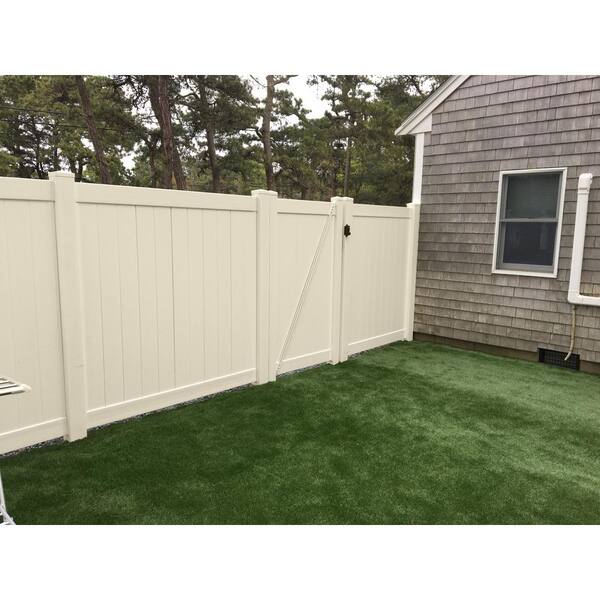 Weatherables 5 in. x 5 in. x 9 ft. Tan Vinyl Fence Gate End Post