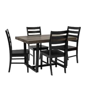 5-Piece Grey/Black Distressed Dining Set