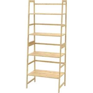 20.47 in. W 47.24 in. H x 11.87 in. D Bamboo Rectangular Ladder Shelf, Bookcase in Natural Beige