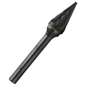 1/4 in. x 1/2 in. Cone Pointed End Solid Carbide Burr Rotary File Bit with 1/4 in. Shank