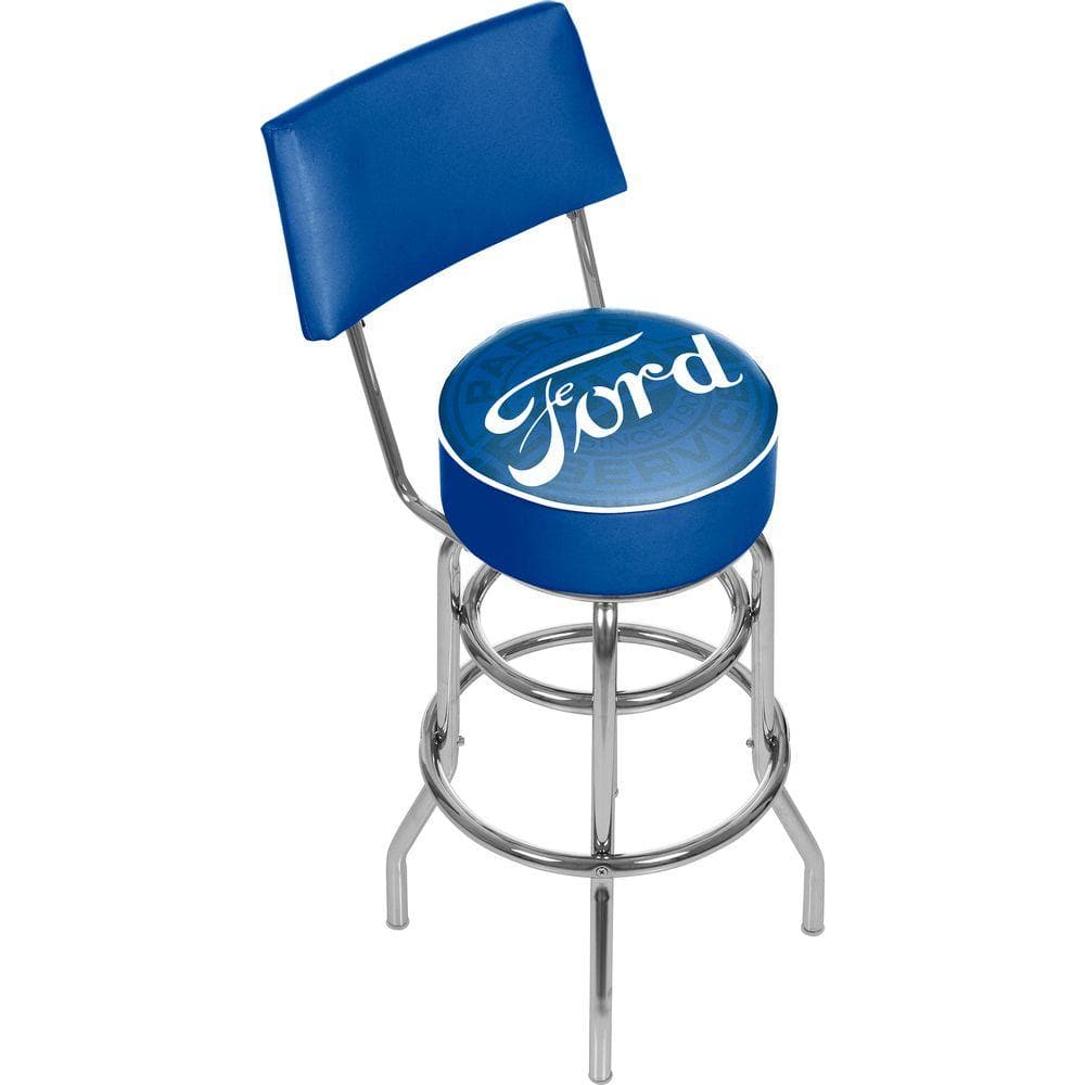 Ford Genuine Parts 31 In Chrome Swivel Cushioned Bar Stool Fd1100 Fgp The Home Depot