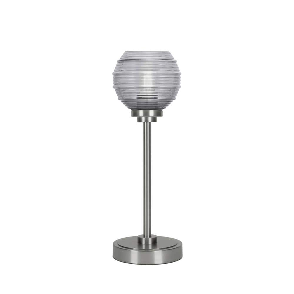 Quincy 16.5 in. Graphite Bedside Accent Lamp with 6 Smoke Ribbed Glass S