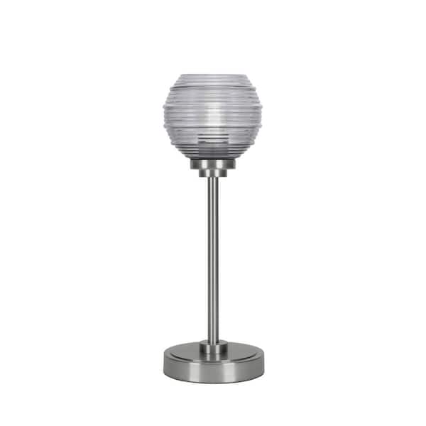 Unbranded Quincy 16.5 in. Graphite Bedside Accent Lamp with 6" Smoke Ribbed Glass Shade, No bulb included