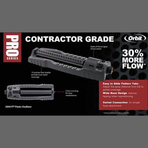 Orbit Pro Series Plastic Non-tipping Base Oscillating Sprinkler 3800 sq ft