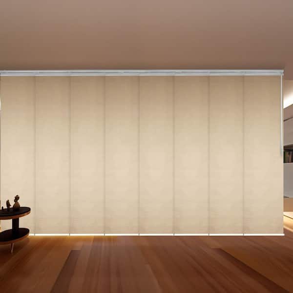 EMOH Linen 130 in. - 175 in. W x 116 in. L Adjustable 8-Panel White Double Rail Panel Track with 23.5 in. Slates