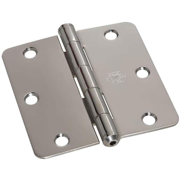 Stanley-National Hardware 3-1/2 in. x 3-1/2 in. Stainless Steel 1/4 in. Radius Residential Hinge-DISCONTINUED