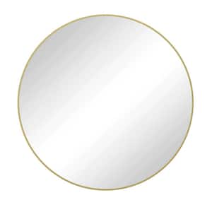 28 in. W x 28 in. H Wall Mounted Gold Circular Mirror, for Bathroom, Living Room, Bedroom Wall Decor, Gold
