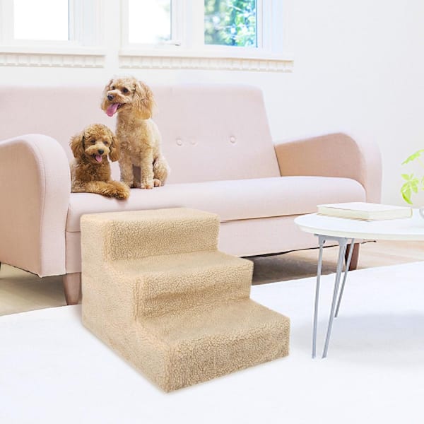 Unbranded 3-Steps Pet Stairs for Dogs and Cats in Beige
