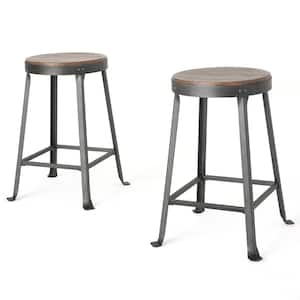 Liana 24 in. Brown Weathered Wood Counter Stool (Set of 2)