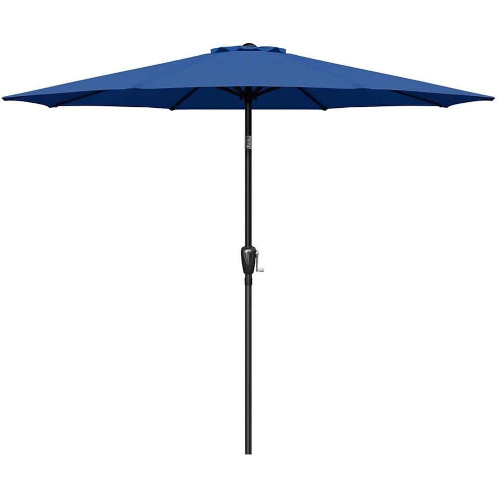 9 ft. Iron Outdoor Market Table Patio Umbrella with Button Tilt and Crank i