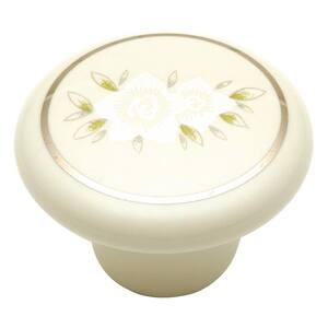 English Cozy 1-1/2 in. White Flower Cabinet Knob